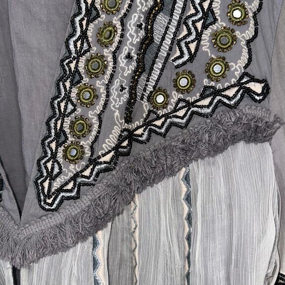 Ruby Yaya Gazania Grey Beaded Embellished Boho Jacket Size XL - Picture 5 of 16